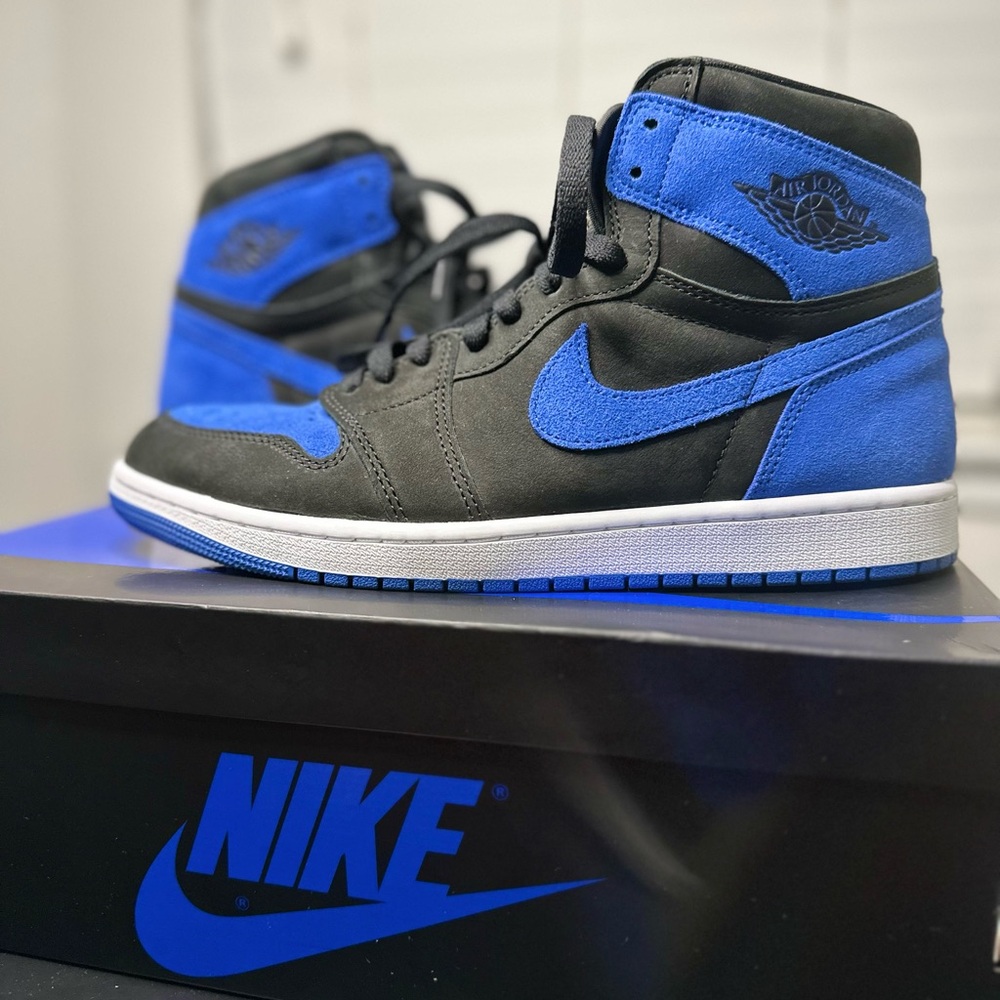 Nike Air Jordan 1 Mid - Black & Royal Blue Suede